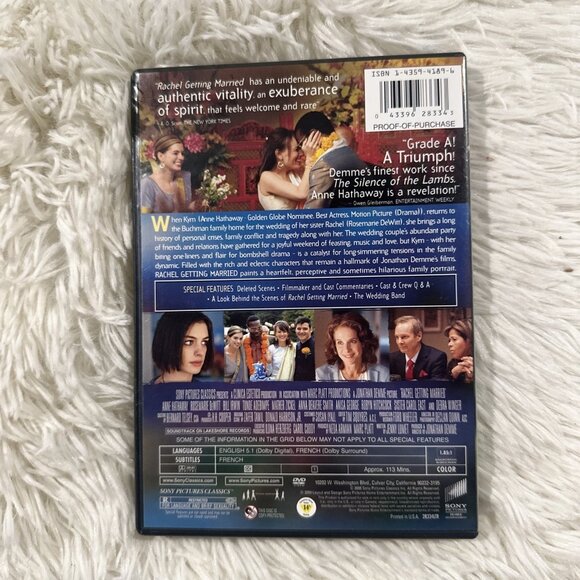 Rachel Getting Married DVD tested working Anne Hathaway rated R - Picture 2 of 5